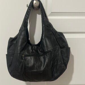 Elegant Black Leather Tote Bag